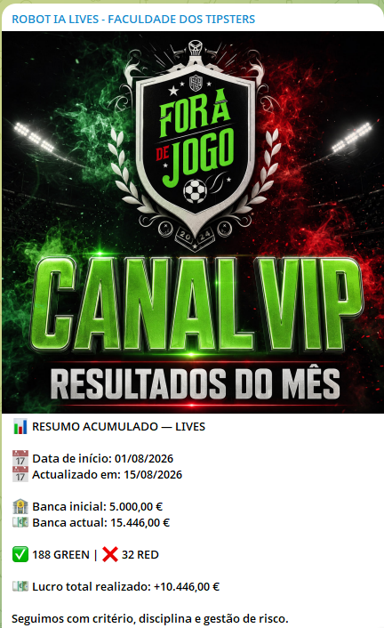 Balanço mensal publicado no canal do Telegram